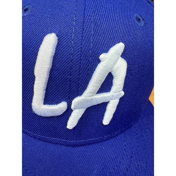 LA Los Angeles New Era x Supervsn Collab Hat Cap Emmbroidered Blue White 7 3/4 - Picture 8 of 14